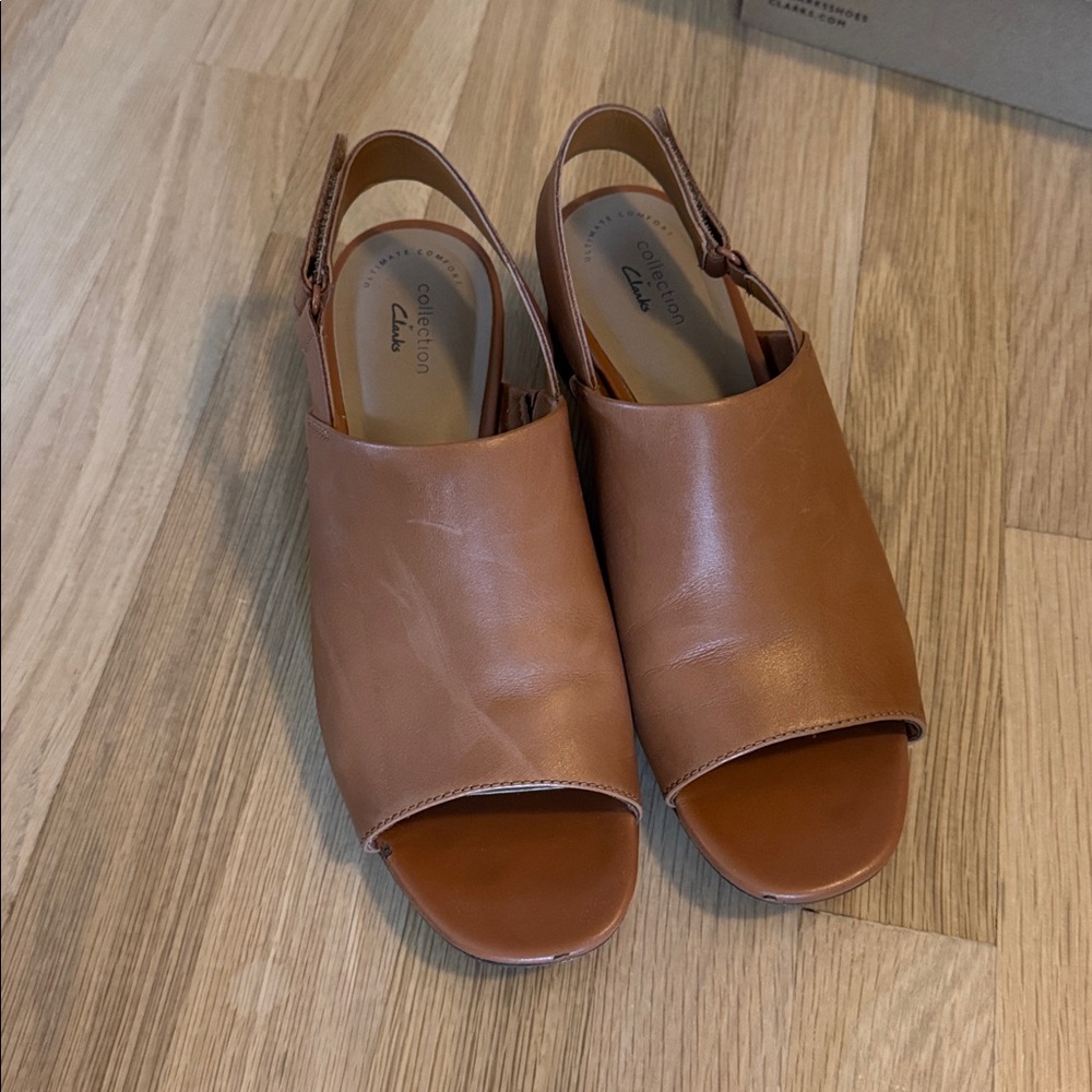 Clarks Brown Leather Slingback Sandals
